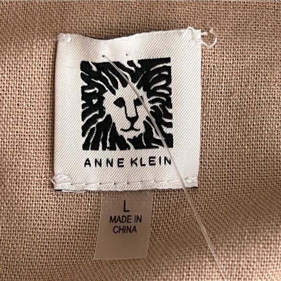 Anne Klein “Sand” Linen Blend Stylish Utility Style Jacket With Gold Trim L NWT - Picture 11 of 16